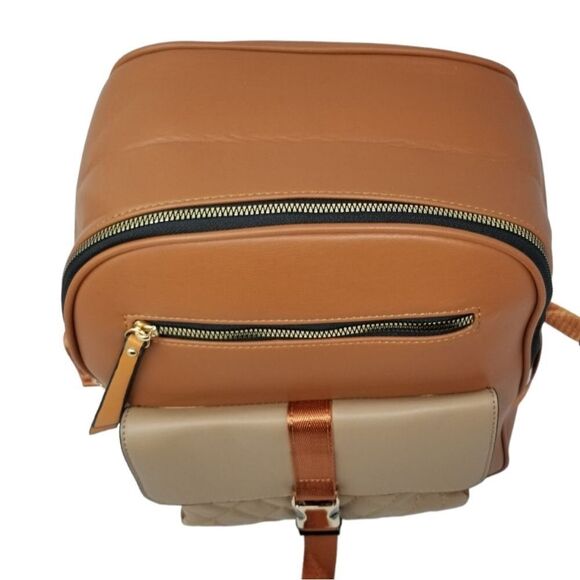 Brown and Khaki Large Square Backpack Purse main image 10